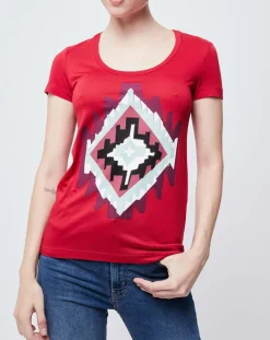 T-Shirt imprimé ethnique rouge/multicolore