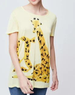 T-Shirt imprimé girafe jaune poussin