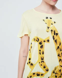 T-Shirt imprimé girafe jaune poussin