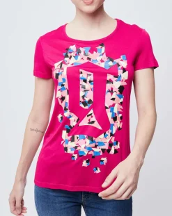 T-Shirt imprimé rose foncé/multicolore
