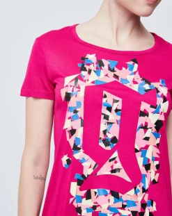 T-Shirt imprimé rose foncé/multicolore
