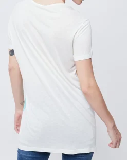 T-Shirt Long imprimé blanc cassé/multicolore