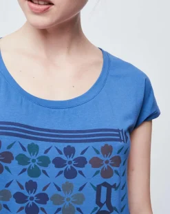 T-Shirt Long imprimé bleu