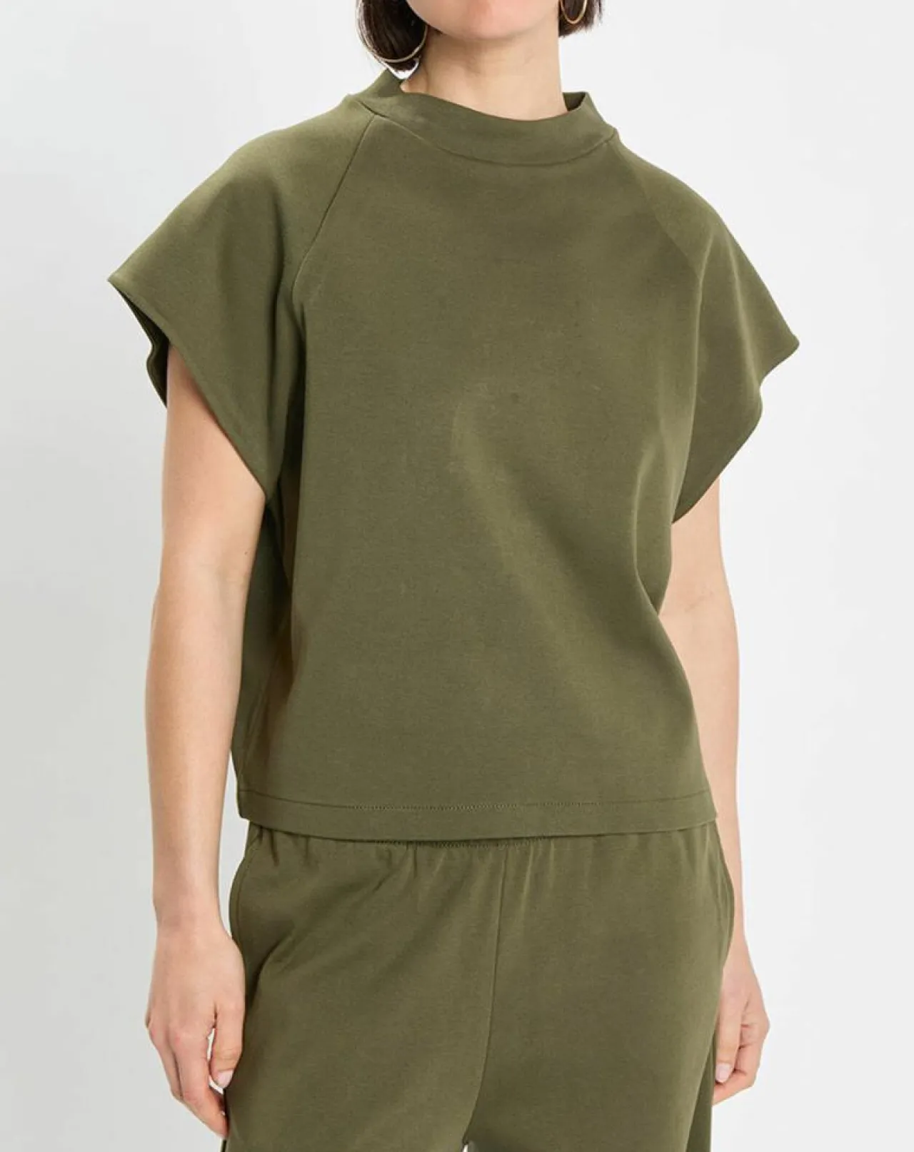 T-Shirt loose Crop kaki