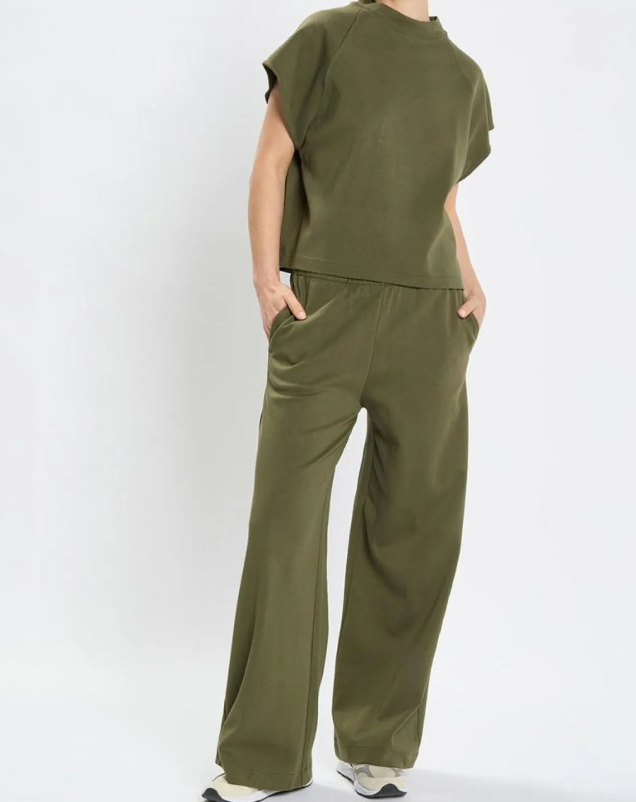 T-Shirt loose Crop kaki