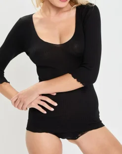 T-Shirt manches 3/4 col rond noir