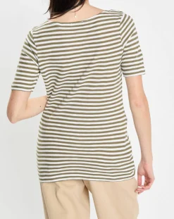 T-Shirt manches courtes Rayé Flame blanc/kaki