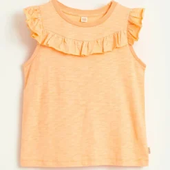 T-Shirt Misu en Jersey de Coton à volants orange