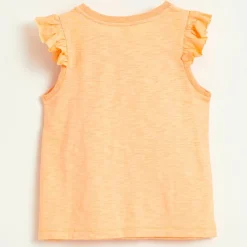 T-Shirt Misu en Jersey de Coton à volants orange