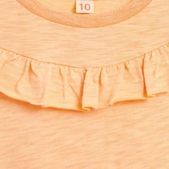 T-Shirt Misu en Jersey de Coton à volants orange