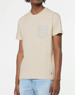 T-Shirt poche fantaisie beige chiné