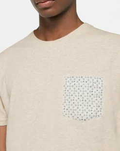 T-Shirt poche fantaisie beige chiné