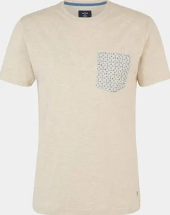 T-Shirt poche fantaisie beige chiné