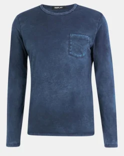 T-Shirt Pocket Wash bleu marine