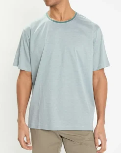 T-Shirt Regular Fit Mercerisé à rayures milleraie vert clair