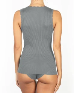 T-shirt sans manches Laine Mérinos mélangée gris