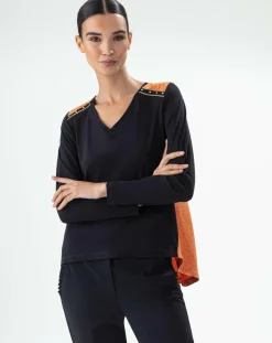 T-Shirt Signe noir/orange perlee