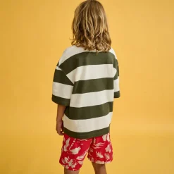 T-Shirt Sine rayé blanc/vert