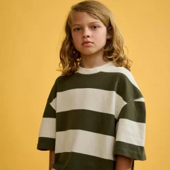 T-Shirt Sine rayé blanc/vert