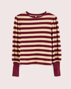 T-Shirt Vidoum rayé blanc/rouge