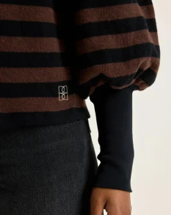 T-Shirt Vidoum rayé noir/brun