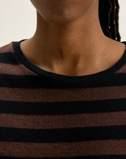 T-Shirt Vidoum rayé noir/brun