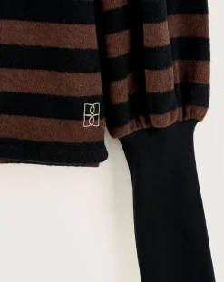 T-Shirt Vidoum rayé noir/brun