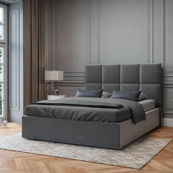 Tête de Lit en Velours Begonia gris foncé - 140x120 cm