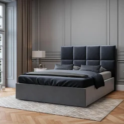 Tête de Lit en Velours Begonia bleu foncé - 140x120 cm