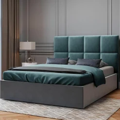 Tête de lit en Velours Begonia pétrole - 200x120 cm