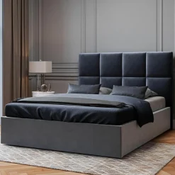 Tête de lit en Velours Begonia bleu foncé - 180x120 cm