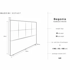 Tête de Lit en Velours Begonia gris clair - 140x120 cm