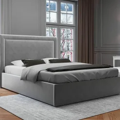 Tête de lit en Velours Primevere gris clair - 180x120 cm