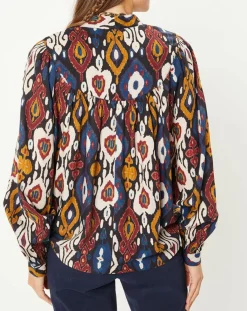 Tunique à col lavallière Héloïse à motifs carbone