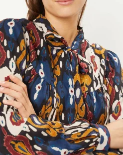 Tunique à col lavallière Héloïse à motifs carbone