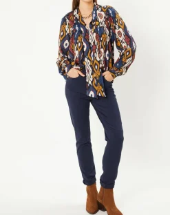 Tunique à col lavallière Héloïse à motifs carbone