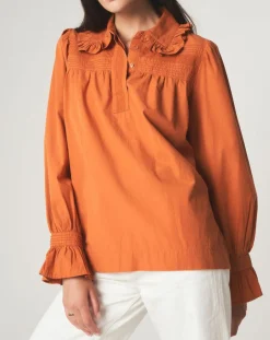 Tunique en Coton Anna brodée rouille