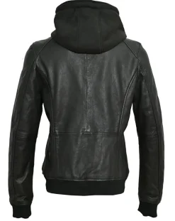 Veste à capuche en Cuir Noa noire