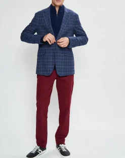 Veste à carreaux bleu moyen