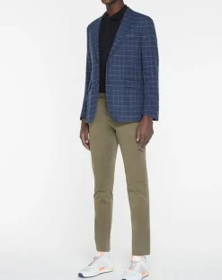 Veste à carreaux bleu moyen