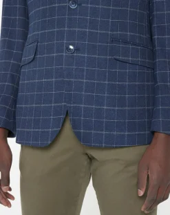 Veste à carreaux bleu moyen