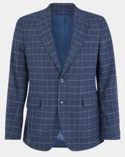 Veste à carreaux bleu moyen