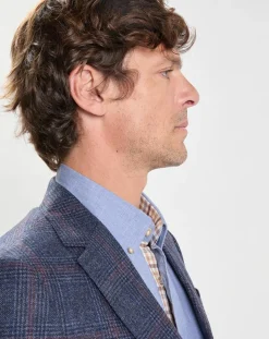 Veste en Laine mélangée Check à imprimé Prince de Galles bleue