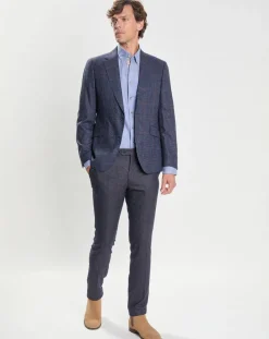 Veste en Laine mélangée Check à imprimé Prince de Galles bleue