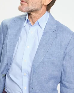 Veste 100% Lin bleu moyen