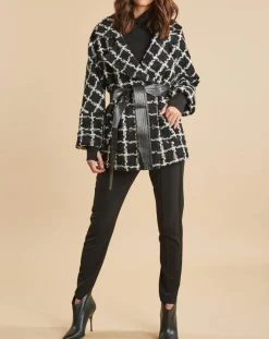 Veste Amy à carreaux noir/écru