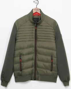 Veste bi-matière matelassée Caba kaki