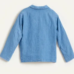 Veste blazer Chick en Coton & Lin rayée bleue