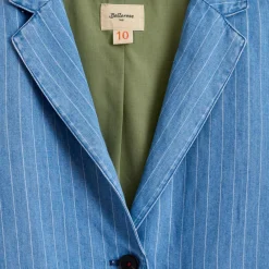 Veste blazer Chick en Coton & Lin rayée bleue
