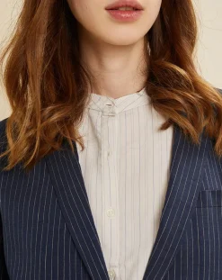 Veste blazer en Lin mélangé Virgile bleue